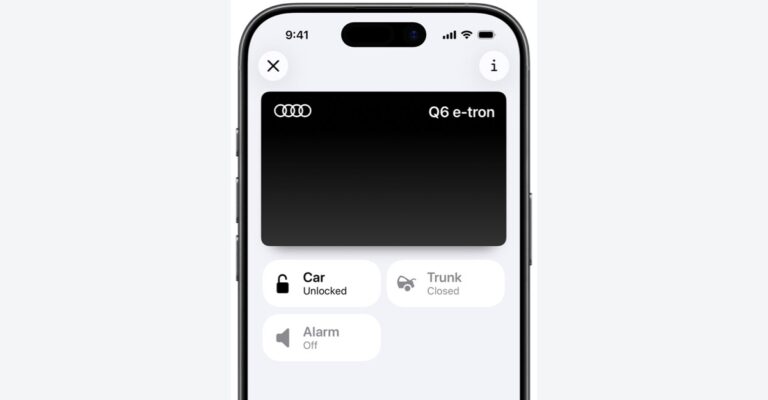 Apple Wallet displaying a digital car key on an iPhone.
