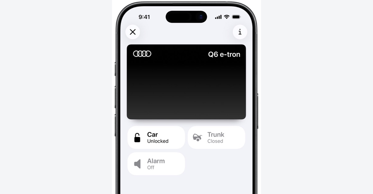 Apple Wallet displaying a digital car key on an iPhone.