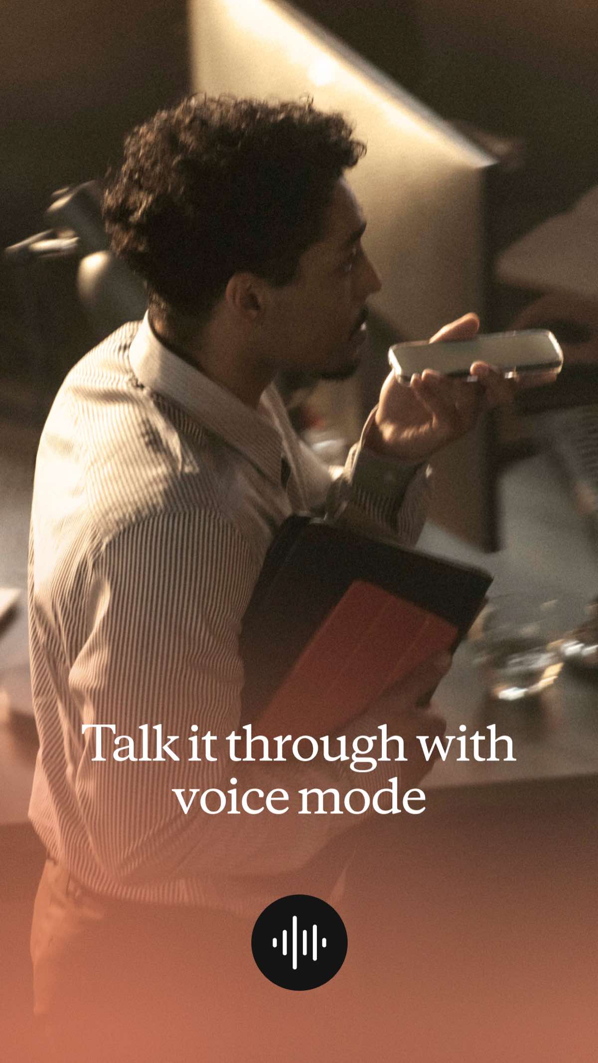 CarPlay now supports five major AI chatbots, including Claude – iGeeksBlog Claude voice mode promotional artwork showing a person speaking into a phone