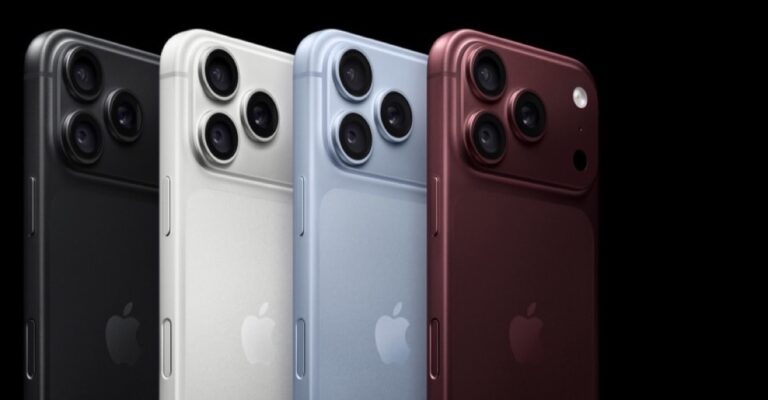 iPhone 18 Pro models in black, silver, glacier, and burgundy