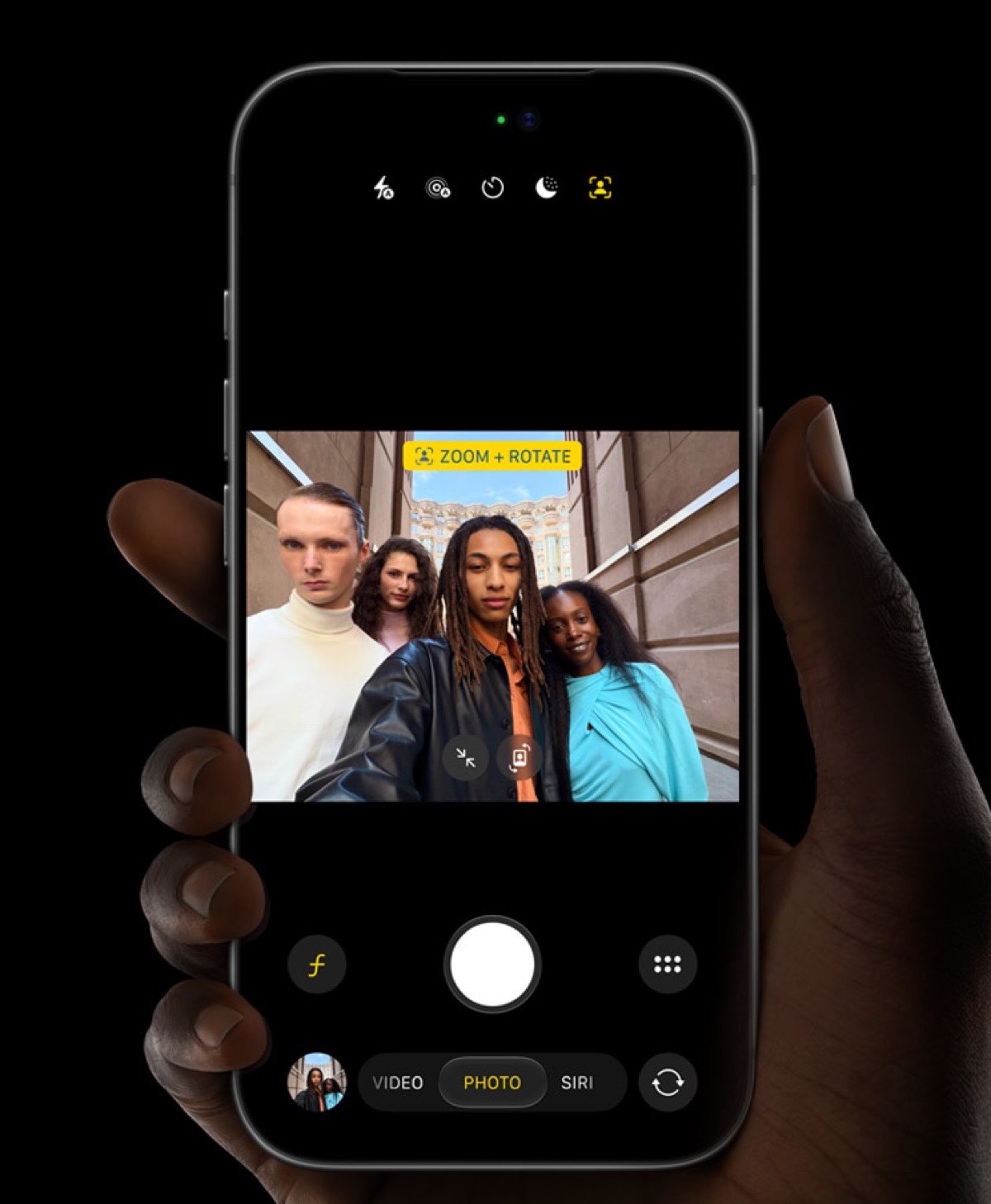 iPhone 18 Pro and iPhone 18 Pro Max: Everything You Need to Know – iGeeksBlog iPhone 18 Pro Center Stage camera view showing a group selfie