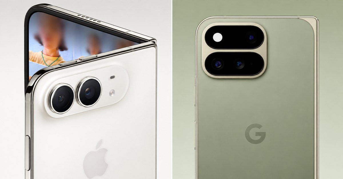 iPhone Duo and Pixel 11 Pro Fold rear camera systems side by side