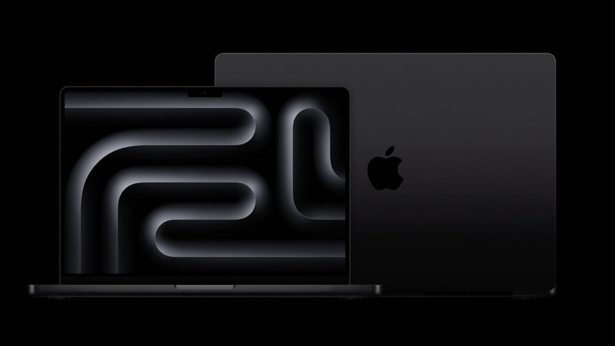 Two MacBook Pro devices with M3 chips shown against a black background