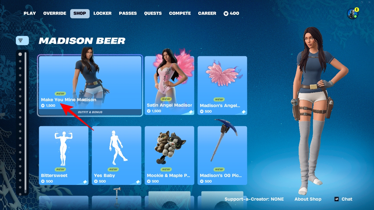 madison beer section item shop fortnite