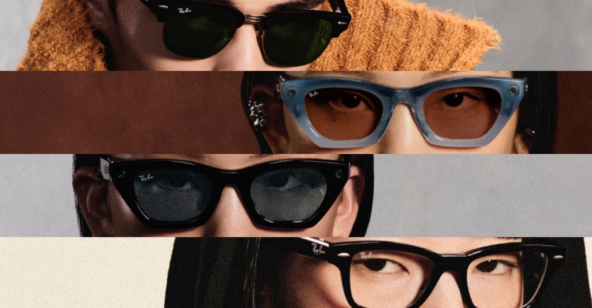 Four people wearing different Meta glasses styles