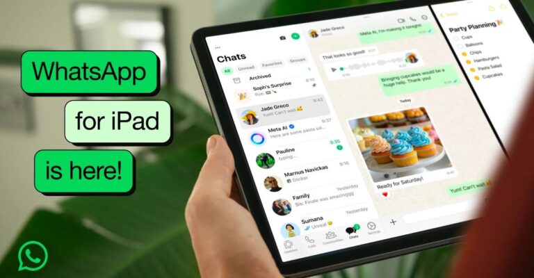 WhatsApp running on an iPad with chats and a conversation open