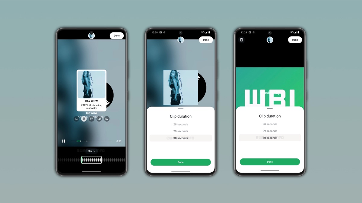 WhatsApp is doubling music clip length for Status updates to 30 seconds β iGeeksBlog WhatsApp Status music editor showing the 30-second clip duration picker