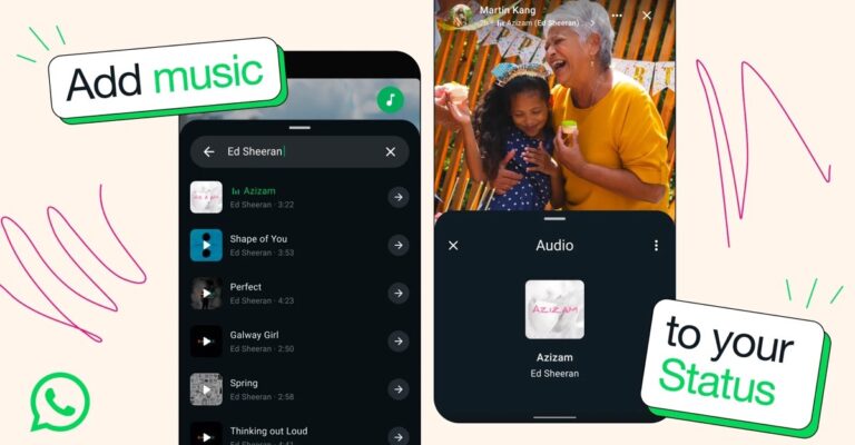 WhatsApp's Add music interface for Status updates