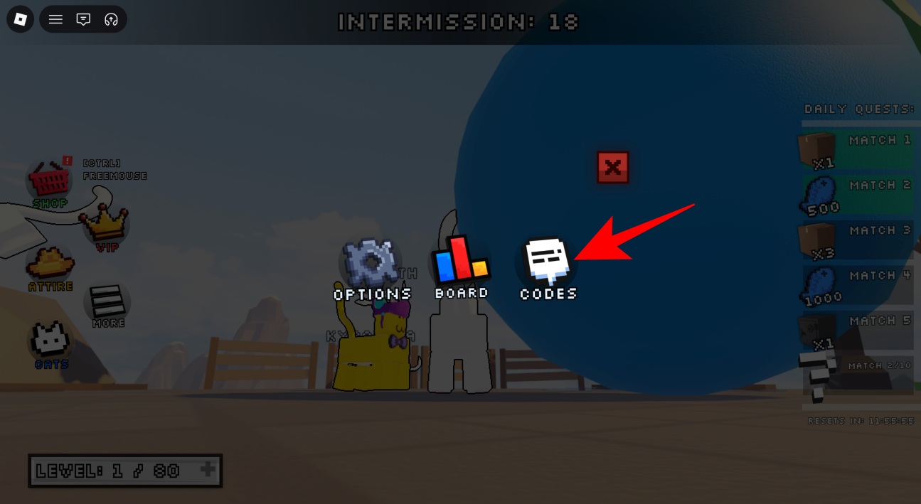 Click on More and tap on Codes