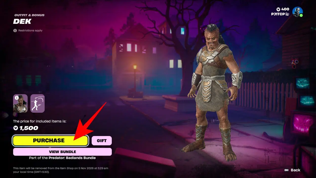 Deki Skin Purchase in Fortnite