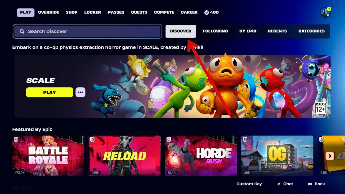 Discover tab fortnite