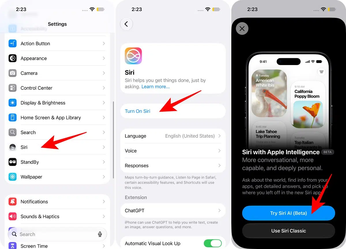 Enable Siri AI on your Apple Watch by iPhone settings