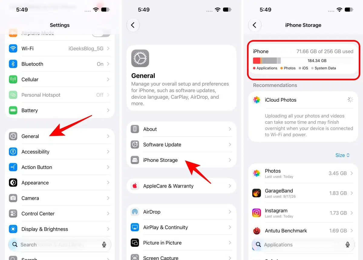Free up space in iPhone