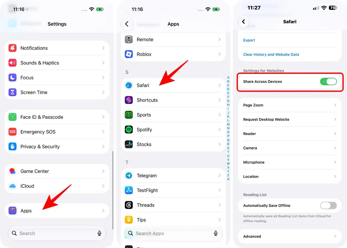 How to share Website settings in iOS 27