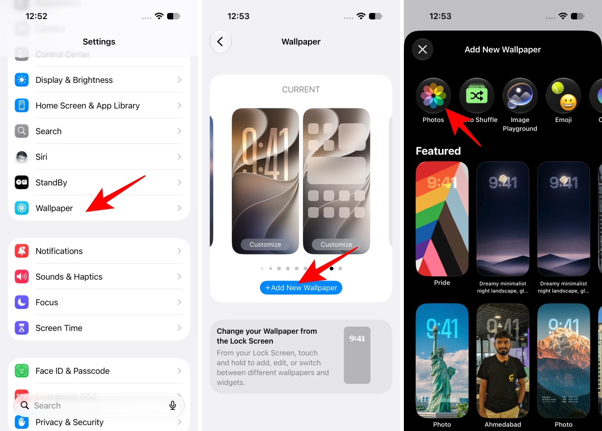 Open Settings and tap Wallpaper