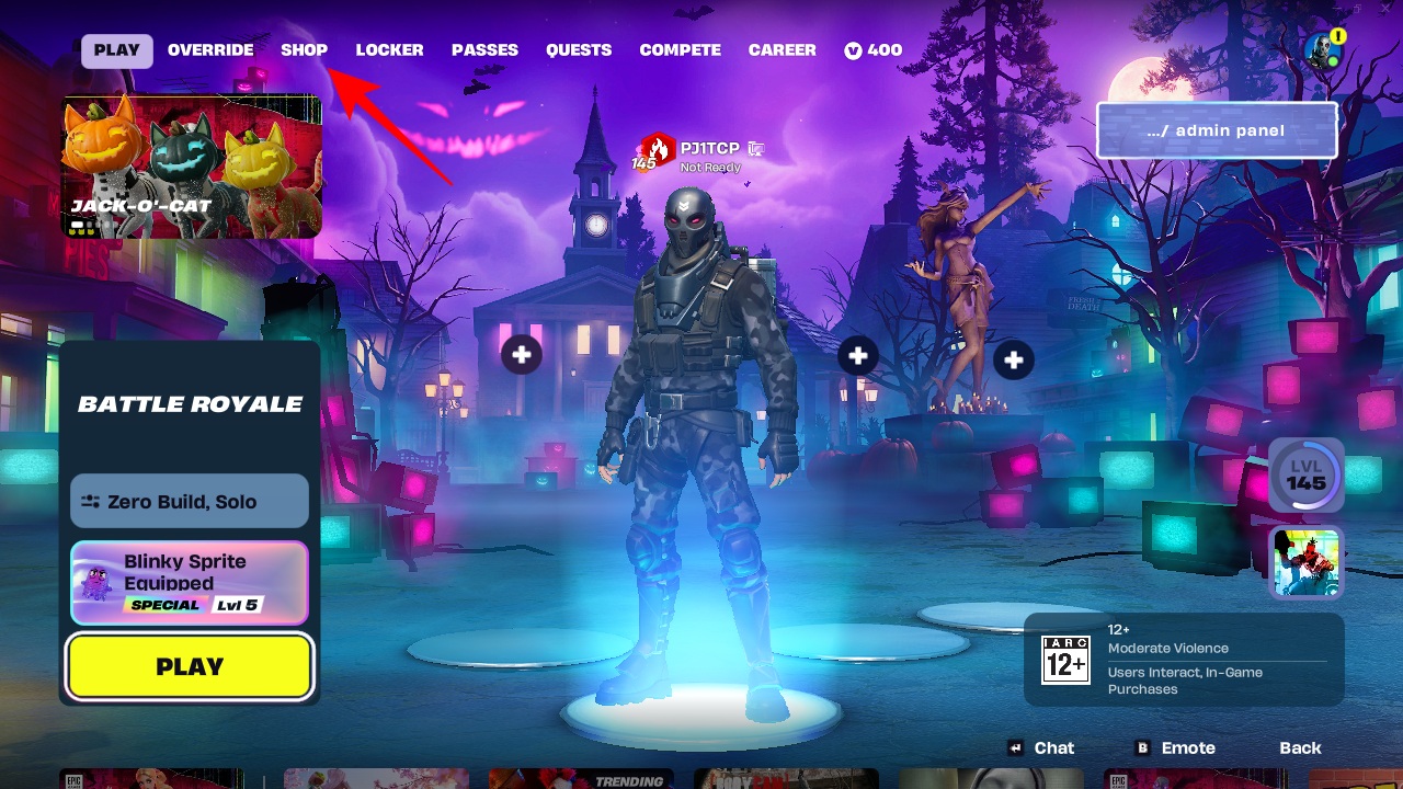 Jack-O'-Cat sidekick in Fortnite: How to get it and rewards Open Shop Tab in Fortnite