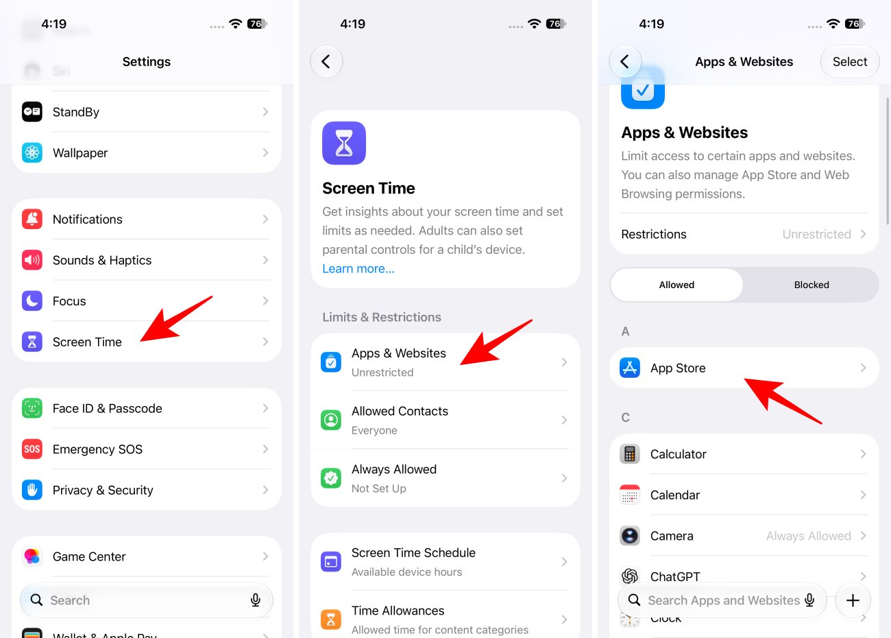 Open the Settings app then Screen Time