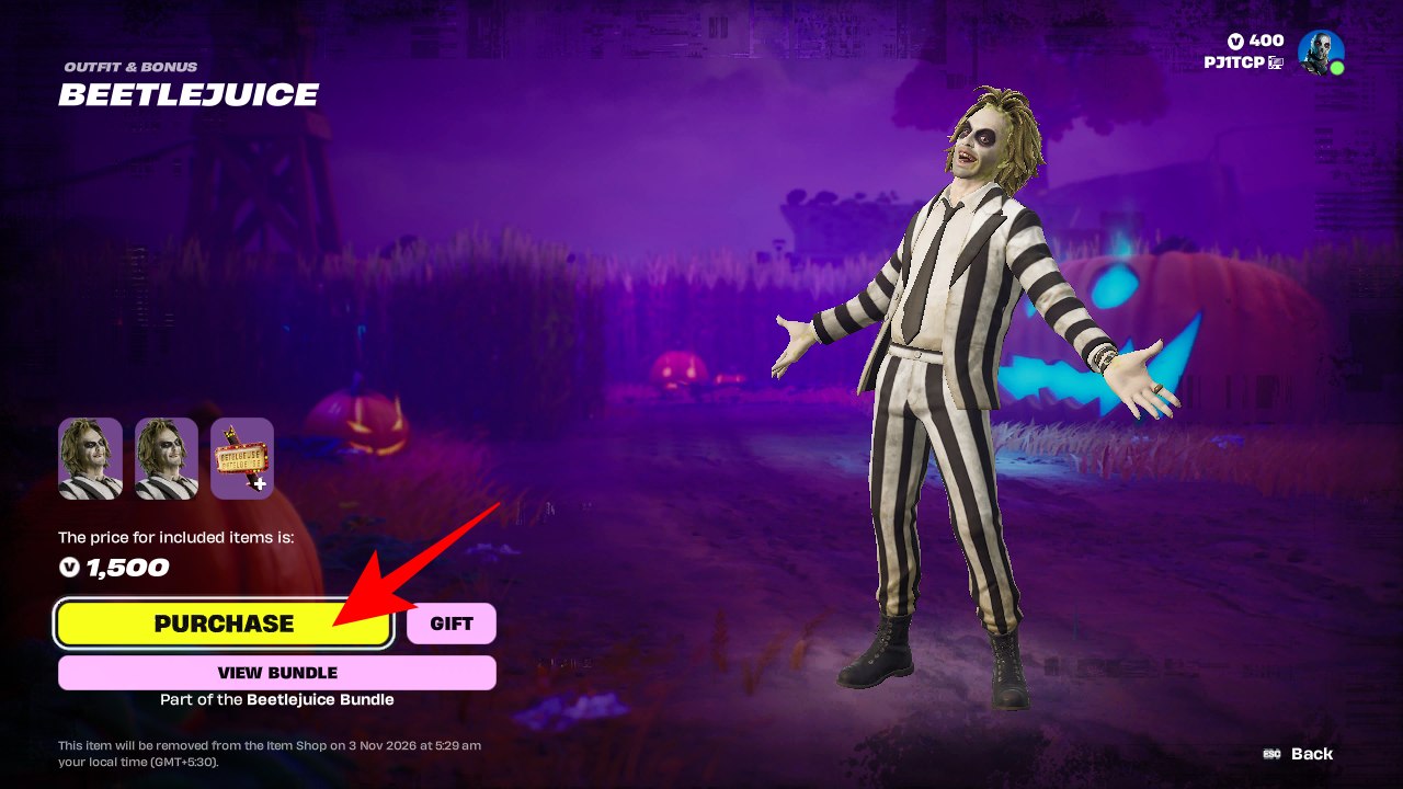 Beetlejuice Fortnite skin: Price, bundle and every item Purchase Beetlejuice skin in Fortnite