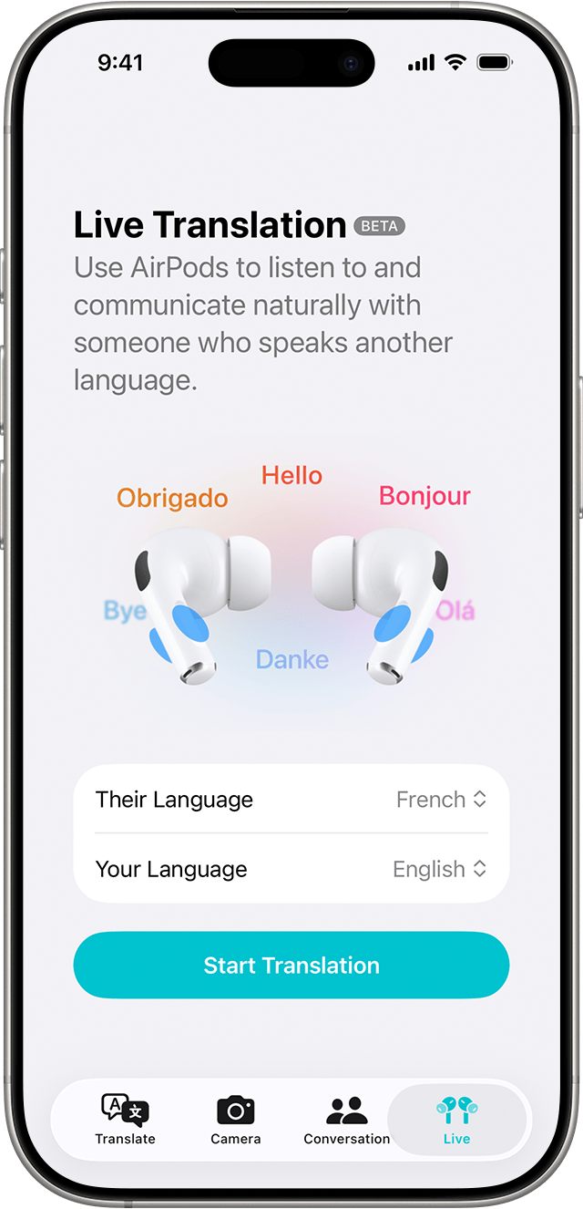 Set up Live Translation on AirPods