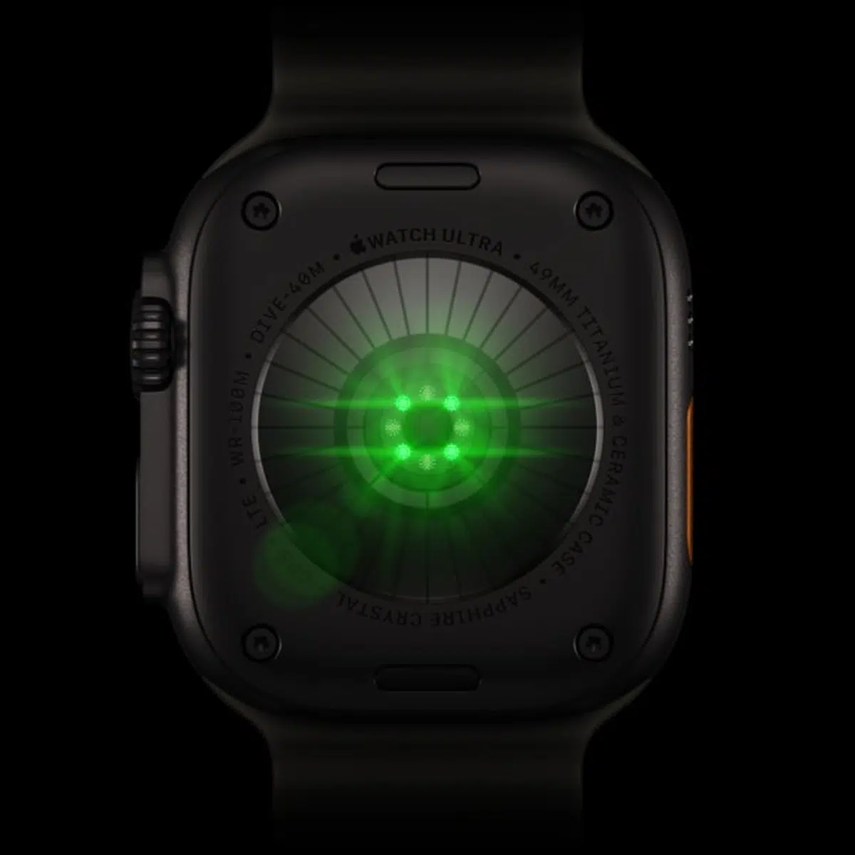 Apple Watch Series 12 and Ultra 4 owners report skin irritation – iGeeksBlog Back of Apple Watch Ultra 4 with its green heart-rate sensor illuminated.