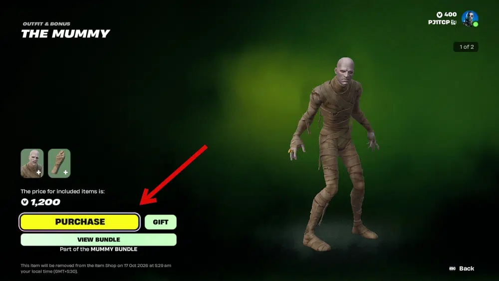 Universal Monsters skins return to Fortnite: How to get them the mummy purchase screen fortnite